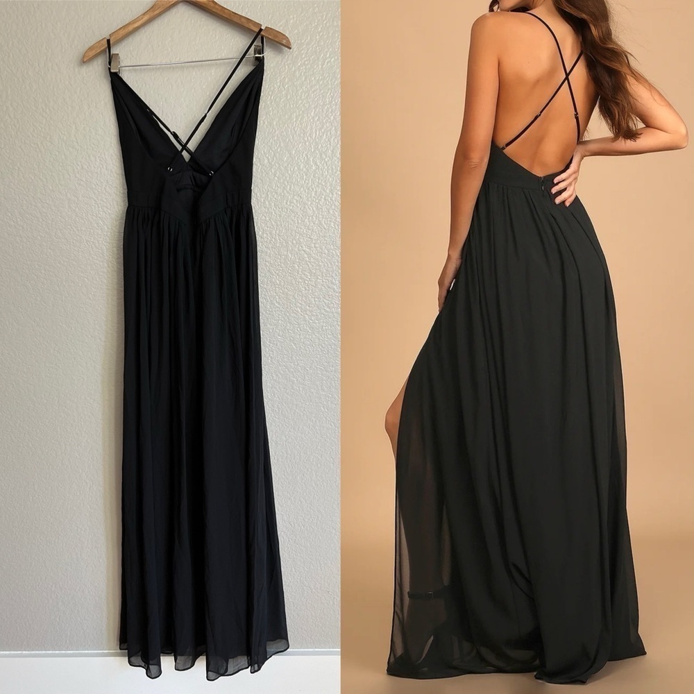 NWOT Ballroom Bliss Black Pleated Maxi Dress - Picture 3 of 8